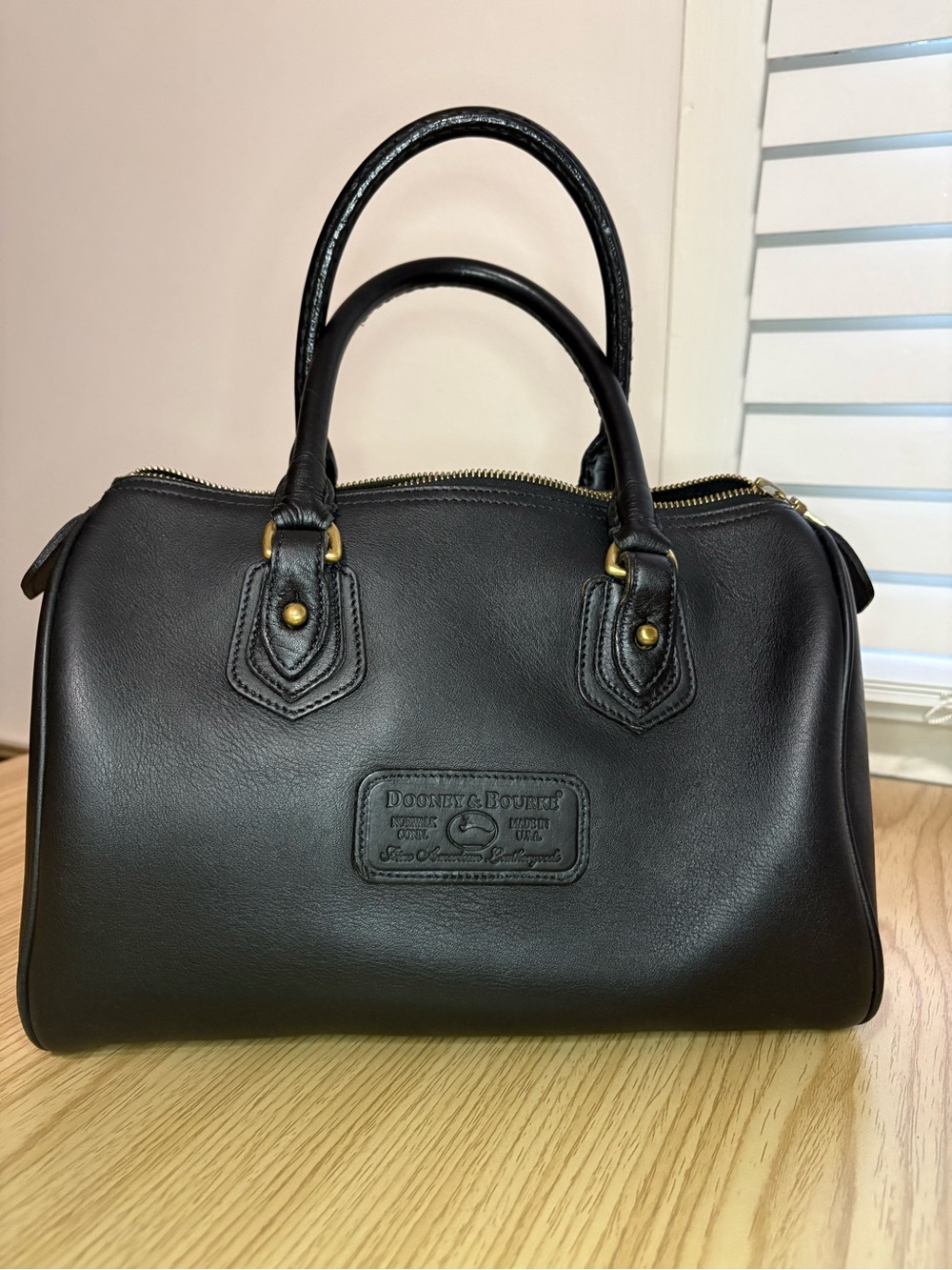 Dooney and Bourke Vintage Glove Leather Collection Black Satchel Made in USA